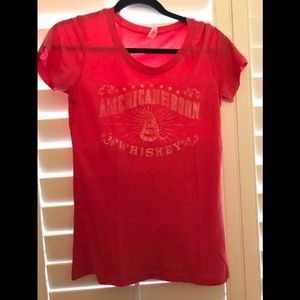 American Born Whiskey Red V Neck TShirt MEDIUM